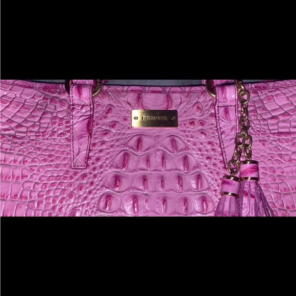 Handbags - Brahmin Asher crocodile embossed leather pink crossbody with tassel bag